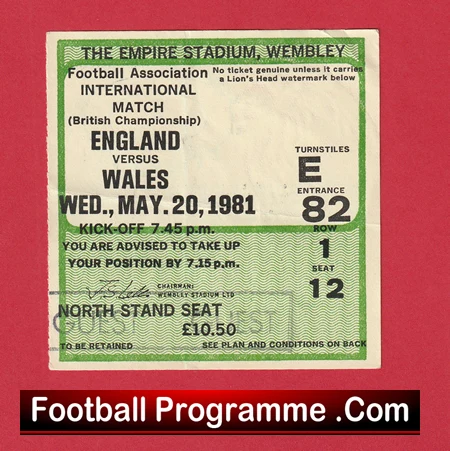 England v Wales 1981 - Match Ticket - Image 2