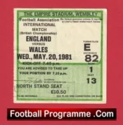 England v Wales 1981 – Football Match Ticket