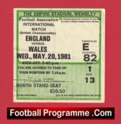 England v Wales 1981 – Football Match Ticket