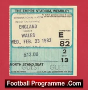 England v Wales 1983 – Football Match Ticket