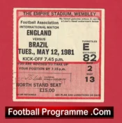 England v Brazil 1981 – Match Ticket