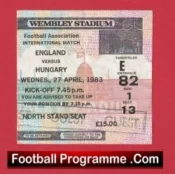 England v Hungary 1983 – Match Ticket