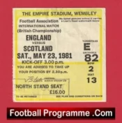 England v Scotland 1981 – Match Ticket