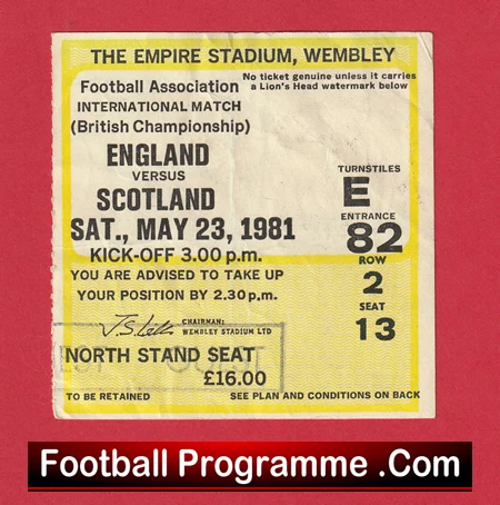 England v Scotland 1981 - Match Ticket - Image 2