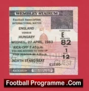 England v Hungary 1983 – Football Match Ticket