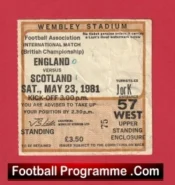 England v Scotland 1981 – Football Match Ticket