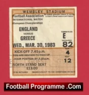 England v Greece 1983 – Match Ticket