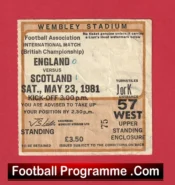 England v Scotland 1981 – Football Match Ticket