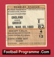 England v Greece 1983 – Match Ticket