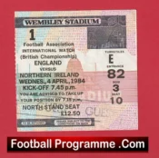 England v Northern Ireland 1984 – Football Ticket