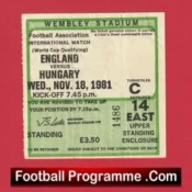 England v Hungary 1981 – Football Ticket