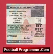 England v Romania 1985 – Football Match Ticket