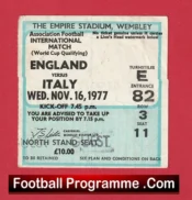 England v Italy 1977 – Football Match Ticket