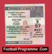 England v Turkey 1985 – Football Match Ticket