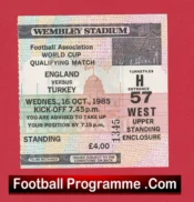 England v Turkey 1985 – Football Match Ticket