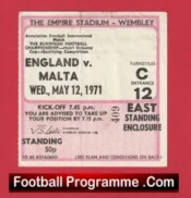 England v Malta 1971 – Match Ticket