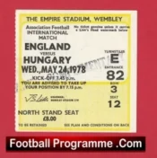 England v Hungary 1978 – Football Match Ticket