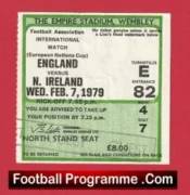England v Northern Ireland 1979 – Football Match Ticket