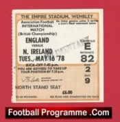 England v Northern Ireland 1978 – Football Match Ticket