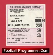 England v Brazil 1978 – Football Match Ticket