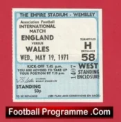 England v Wales 1971 – Football Match Ticket
