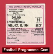 England v Czechoslovakia 1974 – Football Match Ticket