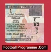 England v Russia 1984 – Football Match Ticket USSR
