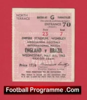 England v Brazil 1963 – Football Match Ticket