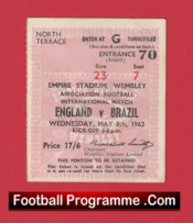 England v Brazil 1963 – Football Match Ticket