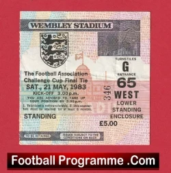 Manchester United v Brighton Hove Albion 1983 - FA Cup Final Match Ticket (Copy)