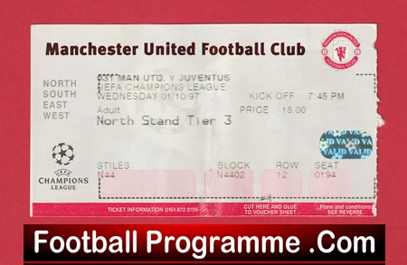 Manchester United v Juventus 1997 - Football Ticket - Image 2