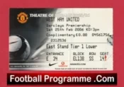 Manchester United v West Ham United 2006 – Match Ticket