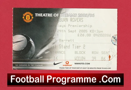 Manchester United v Blackburn Rovers 2005 - Football Ticket - Image 2