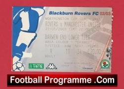 Blackburn Rovers v Manchester United 2003 - Semi Final Ticket