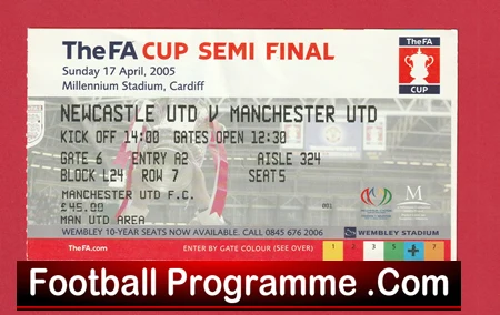 Manchester United v Newcastle United 2005 - FAC Semi Final Ticket Cardiff - Image 2
