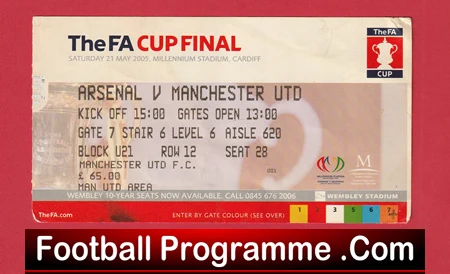 Manchester United v Arsenal 2005 - Cup Final Football Ticket Wales - Image 2