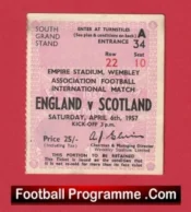 England v Scotland 1957 – Football Ticket – Duncan Edwards