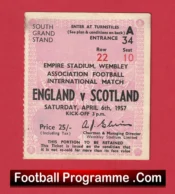 England v Scotland 1957 – Football Ticket – Duncan Edwards