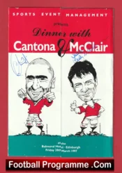 Manchester United Edinburgh Eric Cantona + Brian McClair Signed Menu