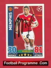 Manchester United Memphis Depay Footballer Autograph Signed Football Card Man Utd
