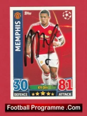 Manchester United Memphis Depay Footballer Autograph Signed Football Card Man Utd