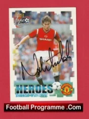 Manchester United Norman Whiteside Autograph Signed Football Card Man Utd