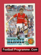 Manchester United Norman Whiteside Autograph Signed Football Card Man Utd