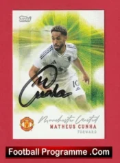 Manchester United Matheus Cunha Autograph Signed Football Card Man Utd