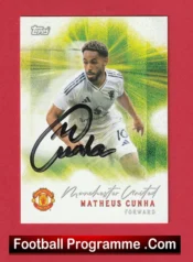 Manchester United Matheus Cunha Autograph Signed Football Card Man Utd
