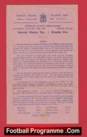 Dulwich Hamlet v Bromley 1953 – Reserves Match