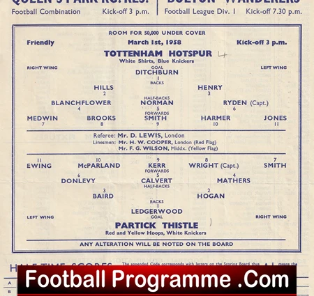 Tottenham Hotspur v Partick Thistle 1958 - Friendly Match - Image 3