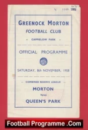 Greenock Morton v Queens Park 1958 – Reserves Alex Ferguson