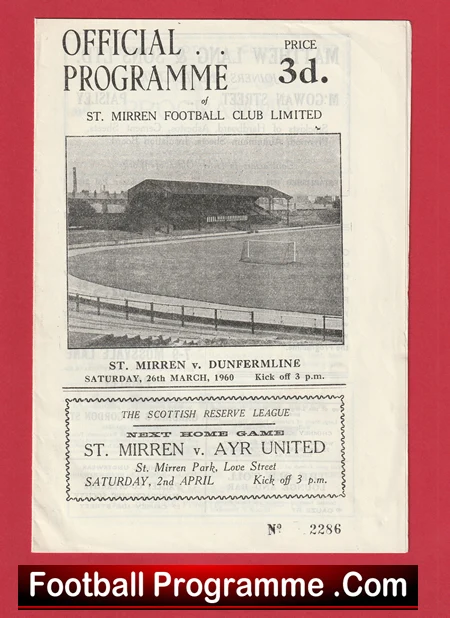 St Mirren v Dunfermline Athletic 1960 - Scotland - Image 2