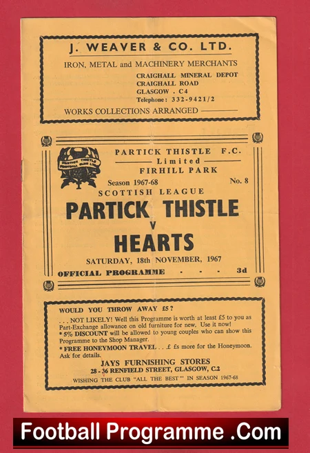 Partick Thistle v Heart Of Midlothian 1967 - Image 2